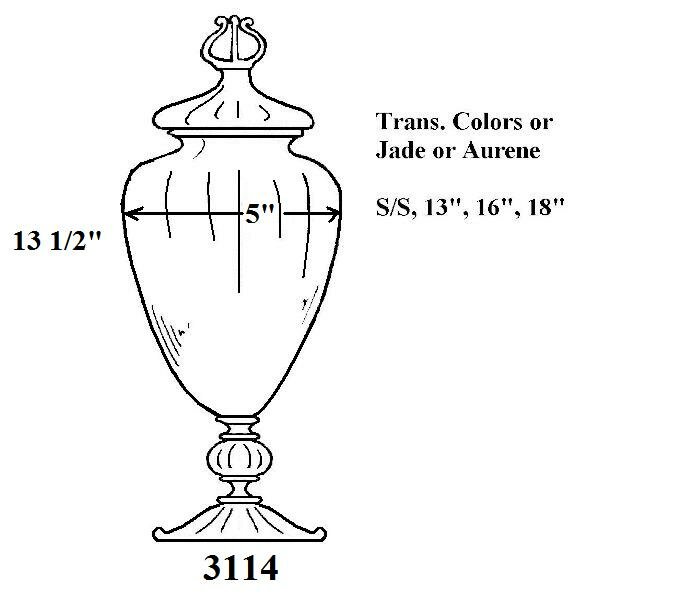 Carder Steuben Line Drawing - Covered Vase - 3114.0 